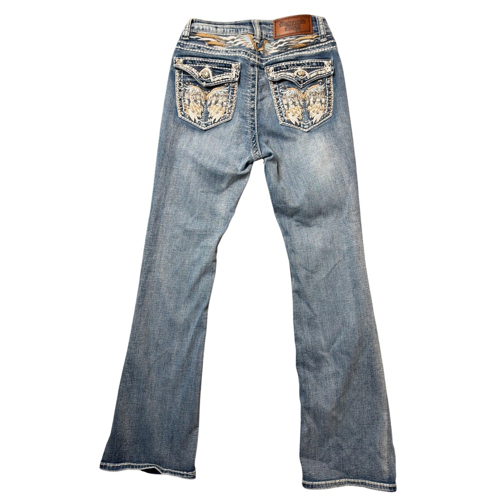 Westfield Eagle Jeans Women 3 Bootcut Blue Angel Wing Rhinestone Embellished